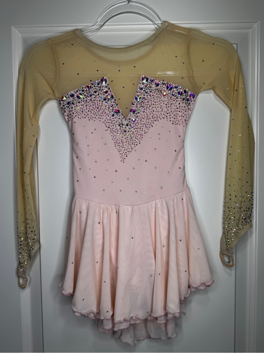 Pale pink Rhinestone Figure Skating or Dance dress child small